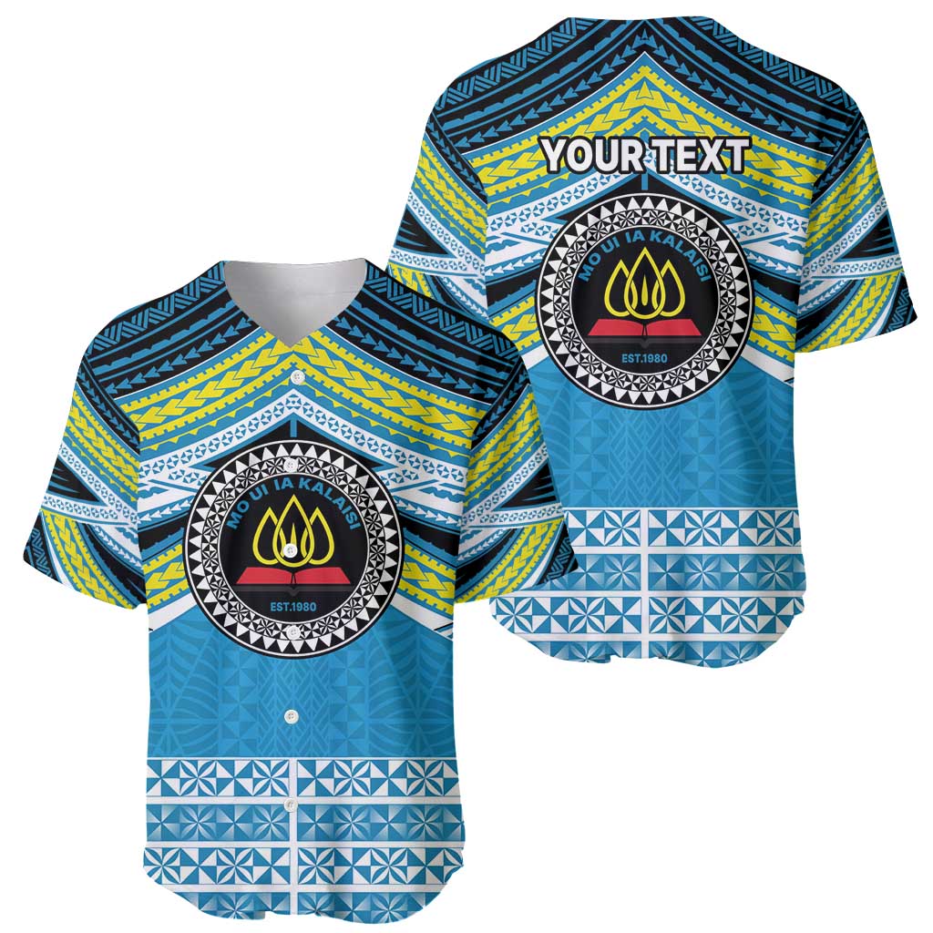 Personalised Tonga Lavengamalie College Baseball Jersey Polynesian Ngatu Tribal