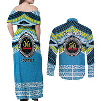 Personalised Tonga Lavengamalie College Couples Matching Off Shoulder Maxi Dress and Long Sleeve Button Shirt Polynesian Ngatu Tribal LT9 - Polynesian Pride