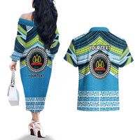 Personalised Tonga Lavengamalie College Couples Matching Off The Shoulder Long Sleeve Dress and Hawaiian Shirt Polynesian Ngatu Tribal