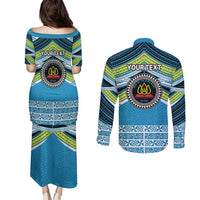 Personalised Tonga Lavengamalie College Couples Matching Puletasi and Long Sleeve Button Shirt Polynesian Ngatu Tribal LT9 - Polynesian Pride