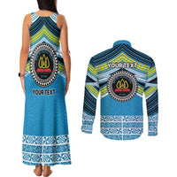 Personalised Tonga Lavengamalie College Couples Matching Tank Maxi Dress and Long Sleeve Button Shirt Polynesian Ngatu Tribal