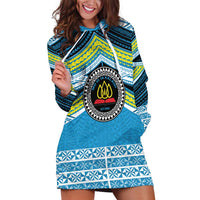 Personalised Tonga Lavengamalie College Hoodie Dress Polynesian Ngatu Tribal LT9 Blue - Polynesian Pride