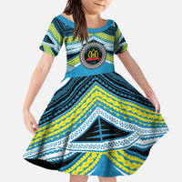 Personalised Tonga Lavengamalie College Kid Short Sleeve Dress Polynesian Ngatu Tribal LT9 KID Blue - Polynesian Pride