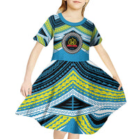 Personalised Tonga Lavengamalie College Kid Short Sleeve Dress Polynesian Ngatu Tribal LT9 - Polynesian Pride