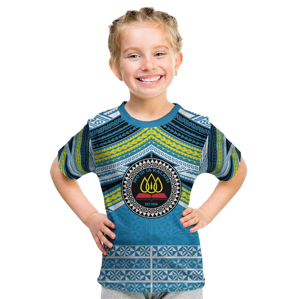 Personalised Tonga Lavengamalie College Kid T Shirt Polynesian Ngatu Tribal