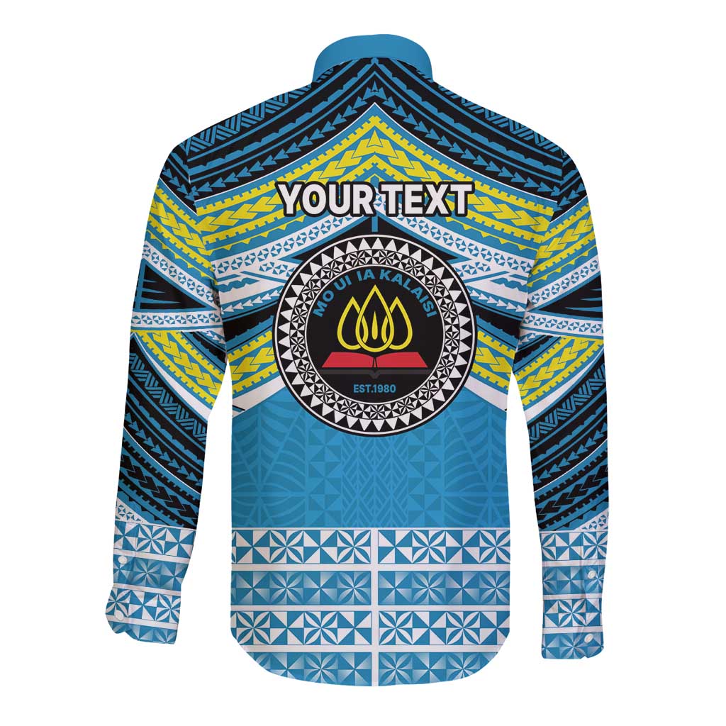 Personalised Tonga Lavengamalie College Long Sleeve Button Shirt Polynesian Ngatu Tribal LT9 - Polynesian Pride