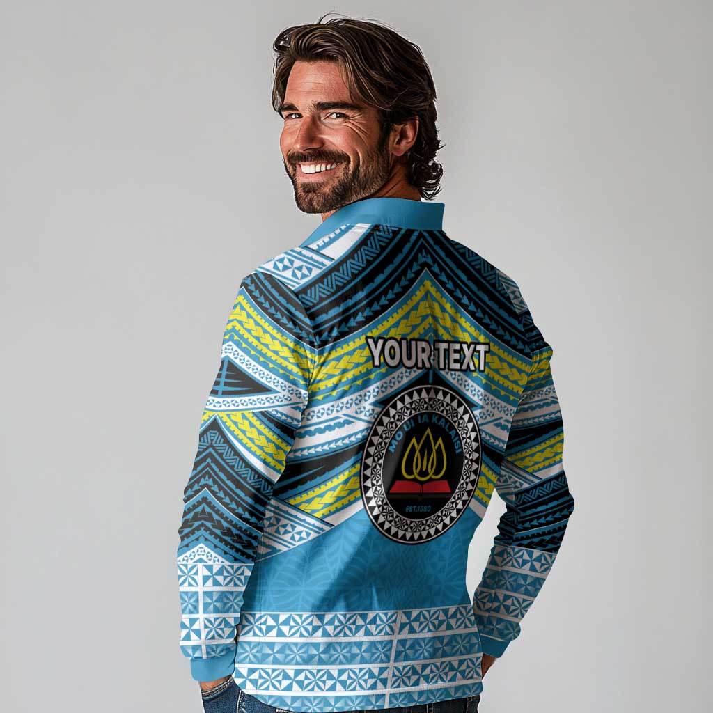 Personalised Tonga Lavengamalie College Long Sleeve Polo Shirt Polynesian Ngatu Tribal LT9 - Polynesian Pride