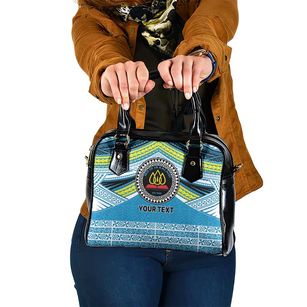 Personalised Tonga Lavengamalie College Shoulder Handbag Polynesian Ngatu Tribal LT9 One Size Blue - Polynesian Pride