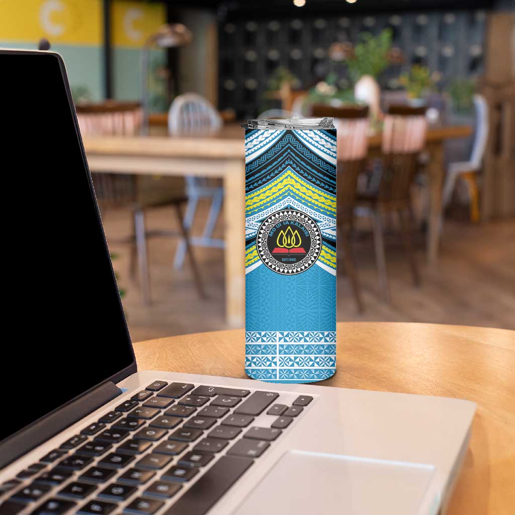 Personalised Tonga Lavengamalie College Skinny Tumbler Polynesian Ngatu Tribal LT9 - Polynesian Pride