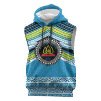 Personalised Tonga Lavengamalie College Sleeveless Hoodie Polynesian Ngatu Tribal LT9 Blue - Polynesian Pride