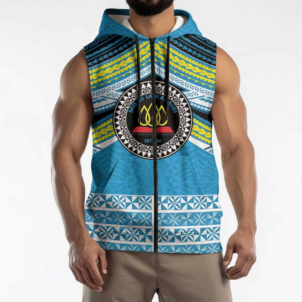Personalised Tonga Lavengamalie College Sleeveless Zip Hoodie Polynesian Ngatu Tribal LT9 - Polynesian Pride
