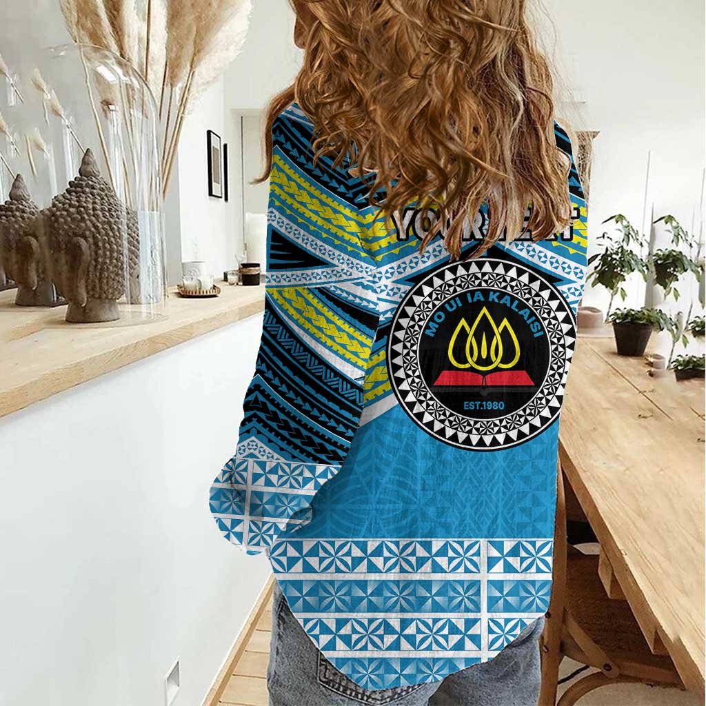 Personalised Tonga Lavengamalie College Women Casual Shirt Polynesian Ngatu Tribal LT9 - Polynesian Pride