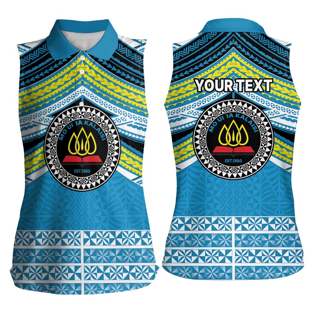 Personalised Tonga Lavengamalie College Women Sleeveless Polo Shirt Polynesian Ngatu Tribal LT9 - Polynesian Pride