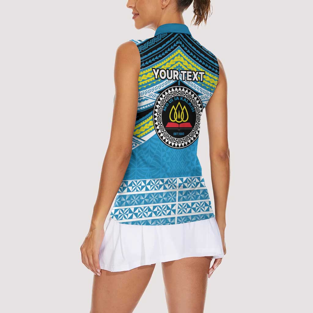 Personalised Tonga Lavengamalie College Women Sleeveless Polo Shirt Polynesian Ngatu Tribal LT9 - Polynesian Pride