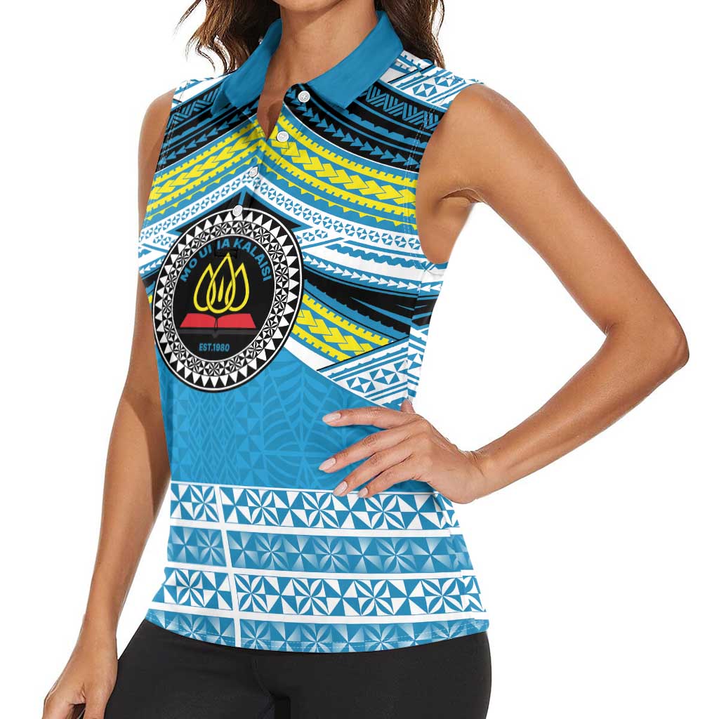 Personalised Tonga Lavengamalie College Women Sleeveless Polo Shirt Polynesian Ngatu Tribal LT9 - Polynesian Pride