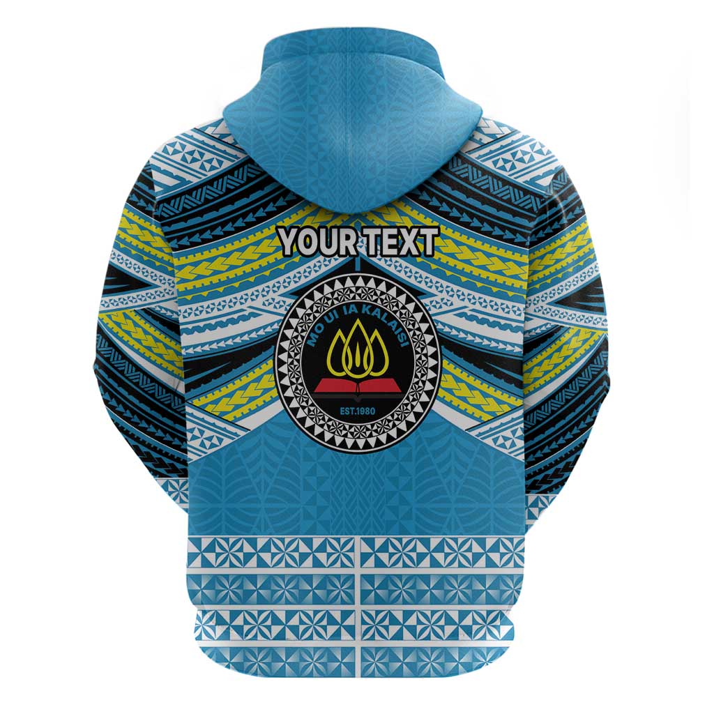 Personalised Tonga Lavengamalie College Zip Hoodie Polynesian Ngatu Tribal