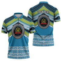 Personalised Tonga Lavengamalie College Zipper Polo Shirt Polynesian Ngatu Tribal LT9 - Polynesian Pride