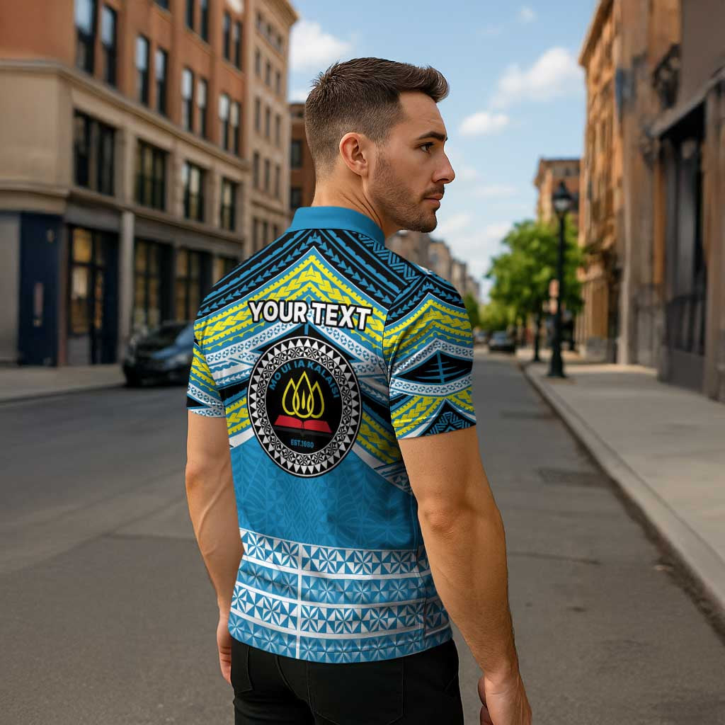 Personalised Tonga Lavengamalie College Zipper Polo Shirt Polynesian Ngatu Tribal LT9 - Polynesian Pride