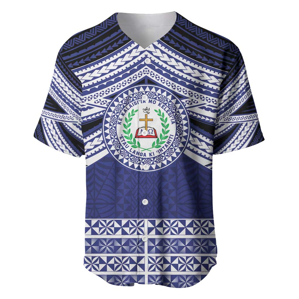 Personalised Tonga Sia'atoutai Theological College Baseball Jersey Polynesian Ngatu Tribal