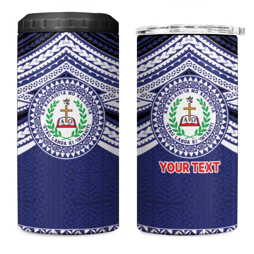 Personalised Tonga Sia'atoutai Theological College 4 in 1 Can Cooler Tumbler Polynesian Ngatu Tribal LT9 One Size: 16 oz Blue - Polynesian Pride