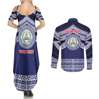 Personalised Tonga Sia'atoutai Theological College Couples Matching Summer Maxi Dress and Long Sleeve Button Shirt Polynesian Ngatu Tribal