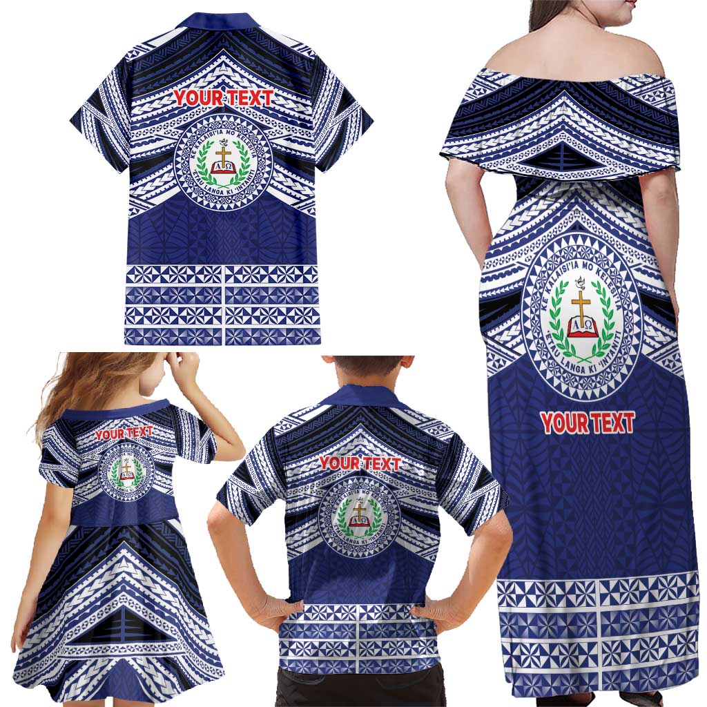Personalised Tonga Sia'atoutai Theological College Family Matching Off Shoulder Maxi Dress and Hawaiian Shirt Polynesian Ngatu Tribal LT9 - Polynesian Pride