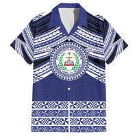 Personalised Tonga Sia'atoutai Theological College Family Matching Off Shoulder Short Dress and Hawaiian Shirt Polynesian Ngatu Tribal LT9 Dad's Shirt - Short Sleeve Blue - Polynesian Pride