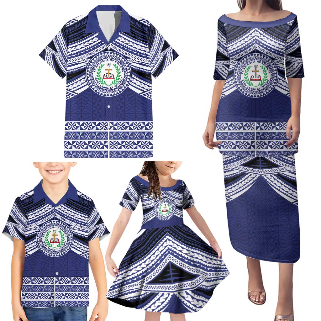 Personalised Tonga Sia'atoutai Theological College Family Matching Puletasi and Hawaiian Shirt Polynesian Ngatu Tribal LT9 - Polynesian Pride