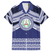 Personalised Tonga Sia'atoutai Theological College Family Matching Puletasi and Hawaiian Shirt Polynesian Ngatu Tribal LT9 Dad's Shirt - Short Sleeve Blue - Polynesian Pride