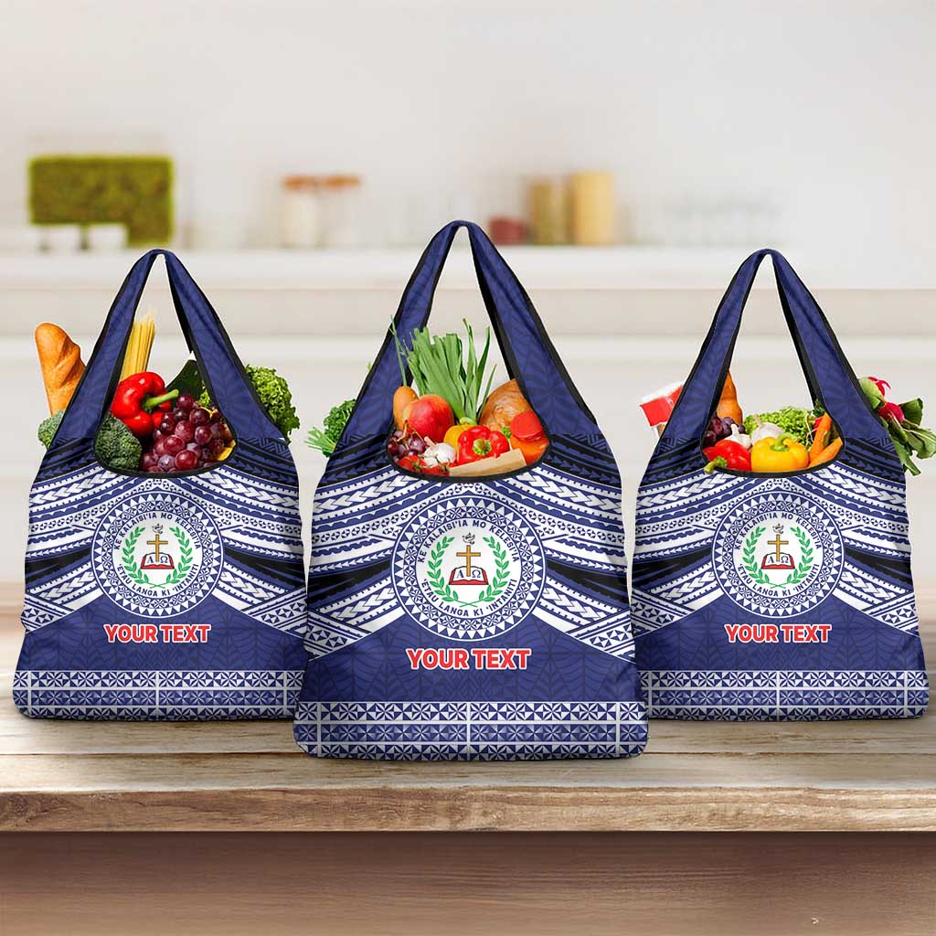 Personalised Tonga Sia'atoutai Theological College Grocery Bag Polynesian Ngatu Tribal