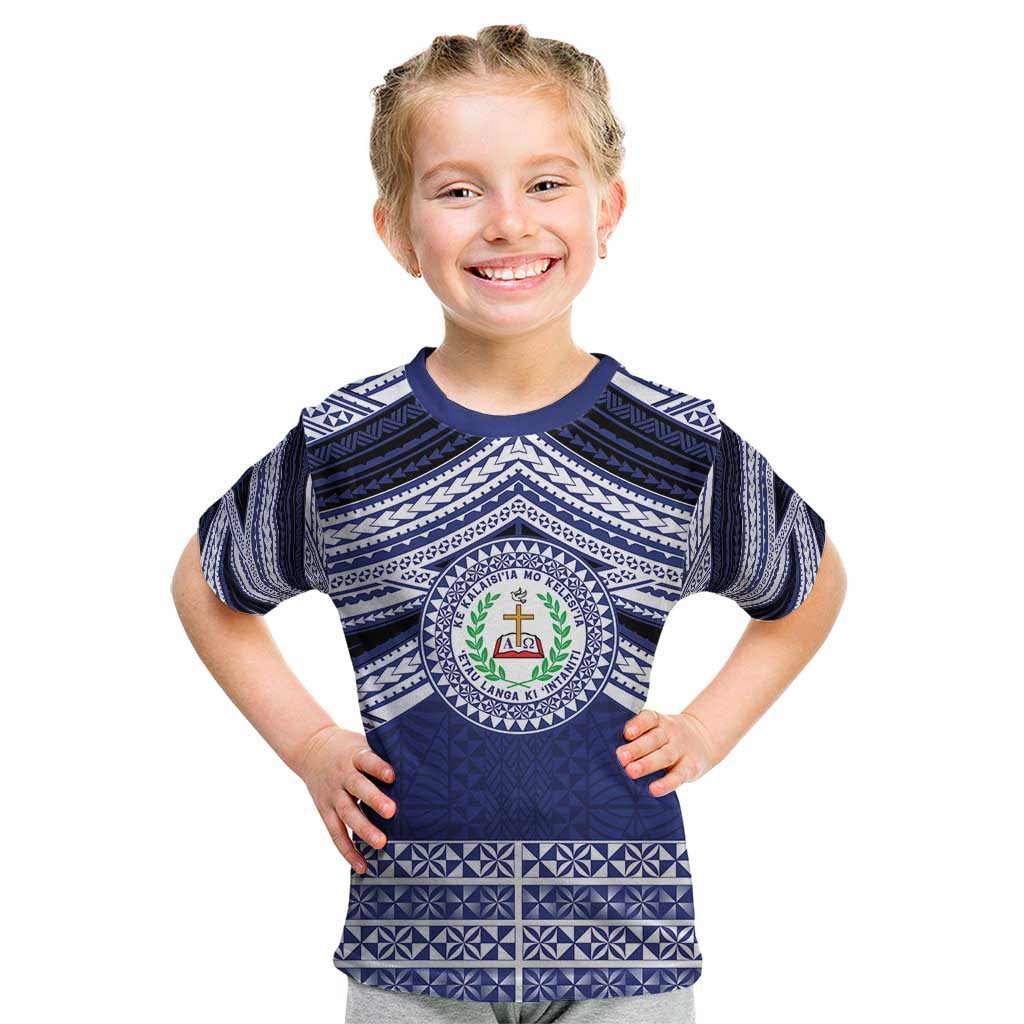 Personalised Tonga Sia'atoutai Theological College Kid T Shirt Polynesian Ngatu Tribal