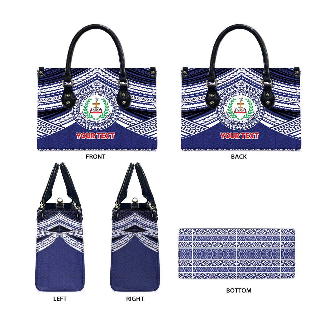 Personalised Tonga Sia'atoutai Theological College Leather Bag Polynesian Ngatu Tribal - Polynesian Pride