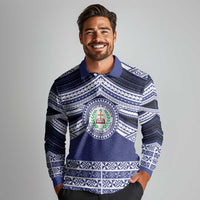 Personalised Tonga Sia'atoutai Theological College Long Sleeve Polo Shirt Polynesian Ngatu Tribal LT9 - Polynesian Pride