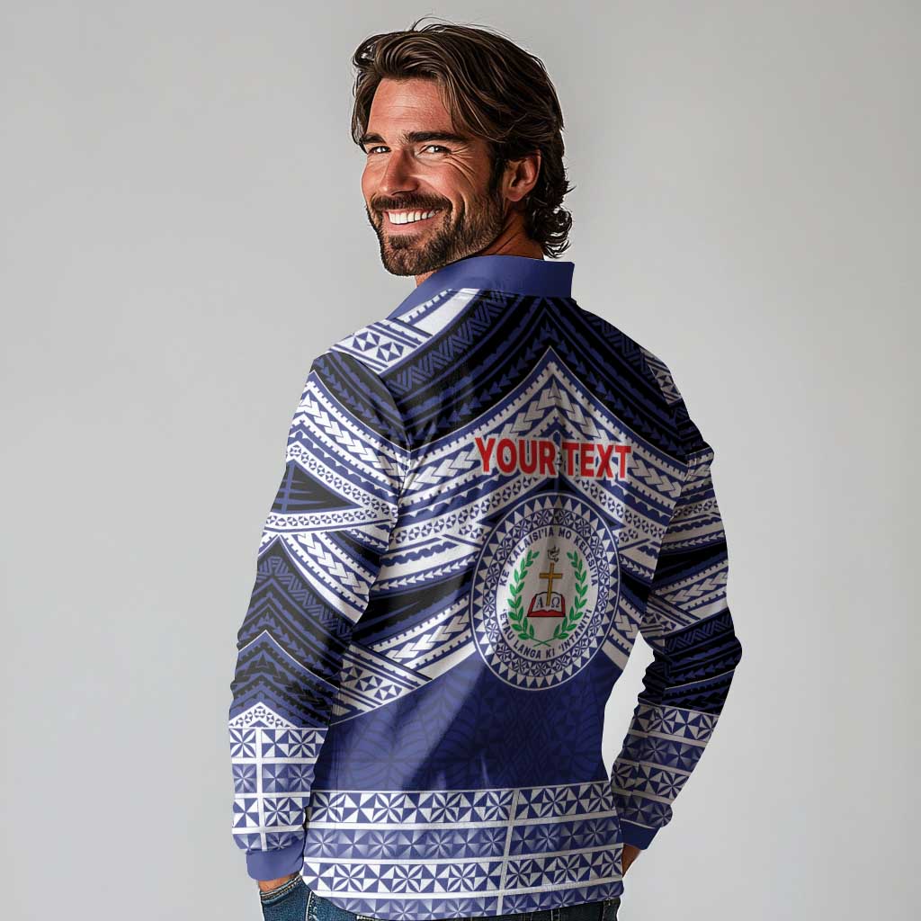 Personalised Tonga Sia'atoutai Theological College Long Sleeve Polo Shirt Polynesian Ngatu Tribal LT9 - Polynesian Pride