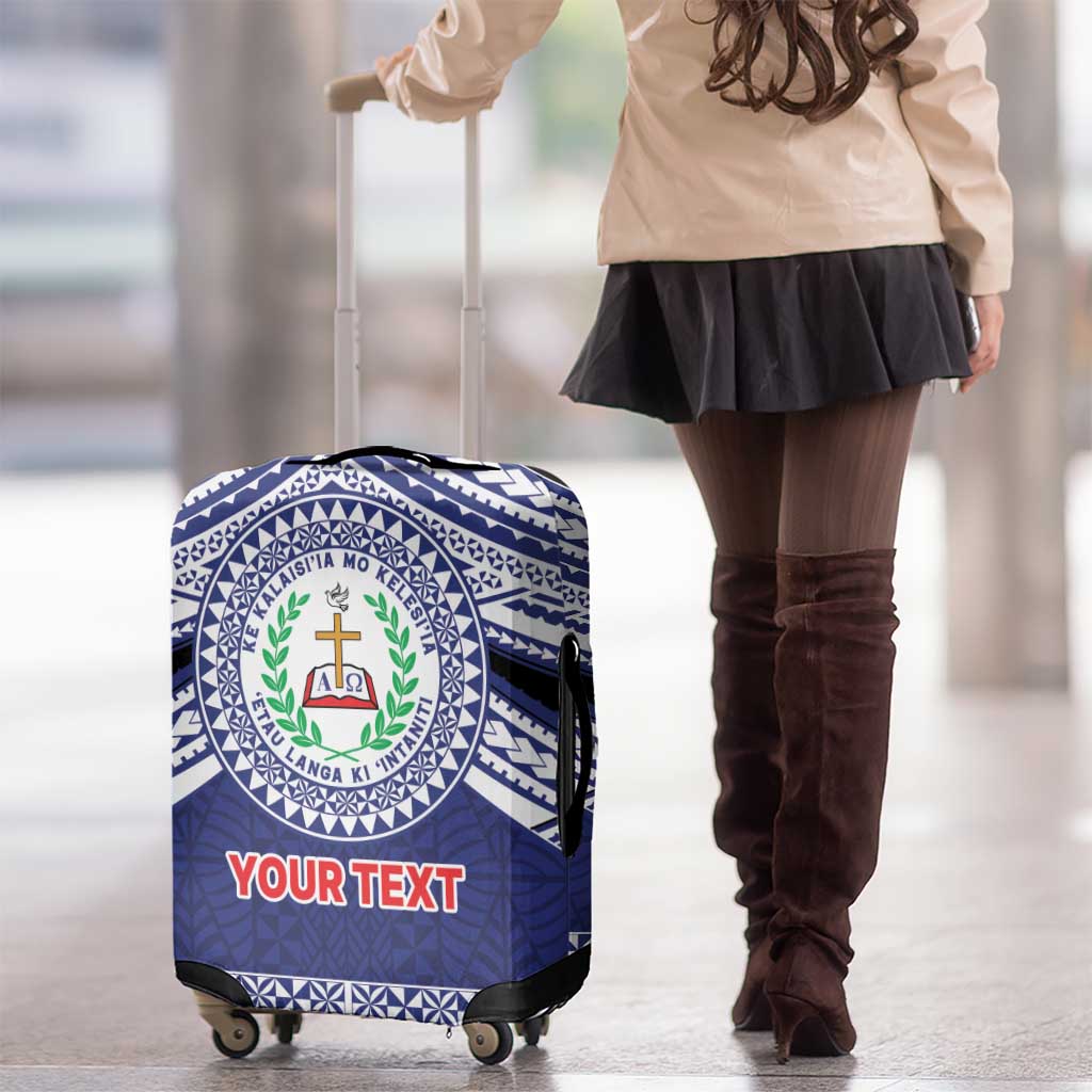 Personalised Tonga Sia'atoutai Theological College Luggage Cover Polynesian Ngatu Tribal