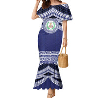 Personalised Tonga Sia'atoutai Theological College Mermaid Dress Polynesian Ngatu Tribal LT9 Women Blue - Polynesian Pride