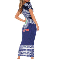 Personalised Tonga Sia'atoutai Theological College Short Sleeve Bodycon Dress Polynesian Ngatu Tribal LT9 - Polynesian Pride