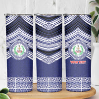 Personalised Tonga Sia'atoutai Theological College Skinny Tumbler Polynesian Ngatu Tribal LT9 - Polynesian Pride