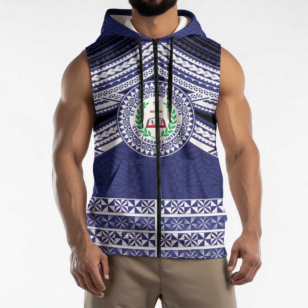 Personalised Tonga Sia'atoutai Theological College Sleeveless Zip Hoodie Polynesian Ngatu Tribal LT9 - Polynesian Pride