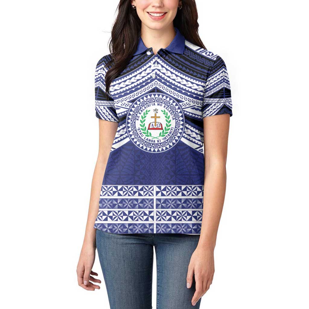 Personalised Tonga Sia'atoutai Theological College Women Polo Shirt Polynesian Ngatu Tribal LT9 - Polynesian Pride