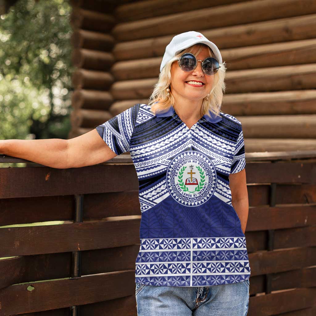 Personalised Tonga Sia'atoutai Theological College Women Polo Shirt Polynesian Ngatu Tribal LT9 - Polynesian Pride