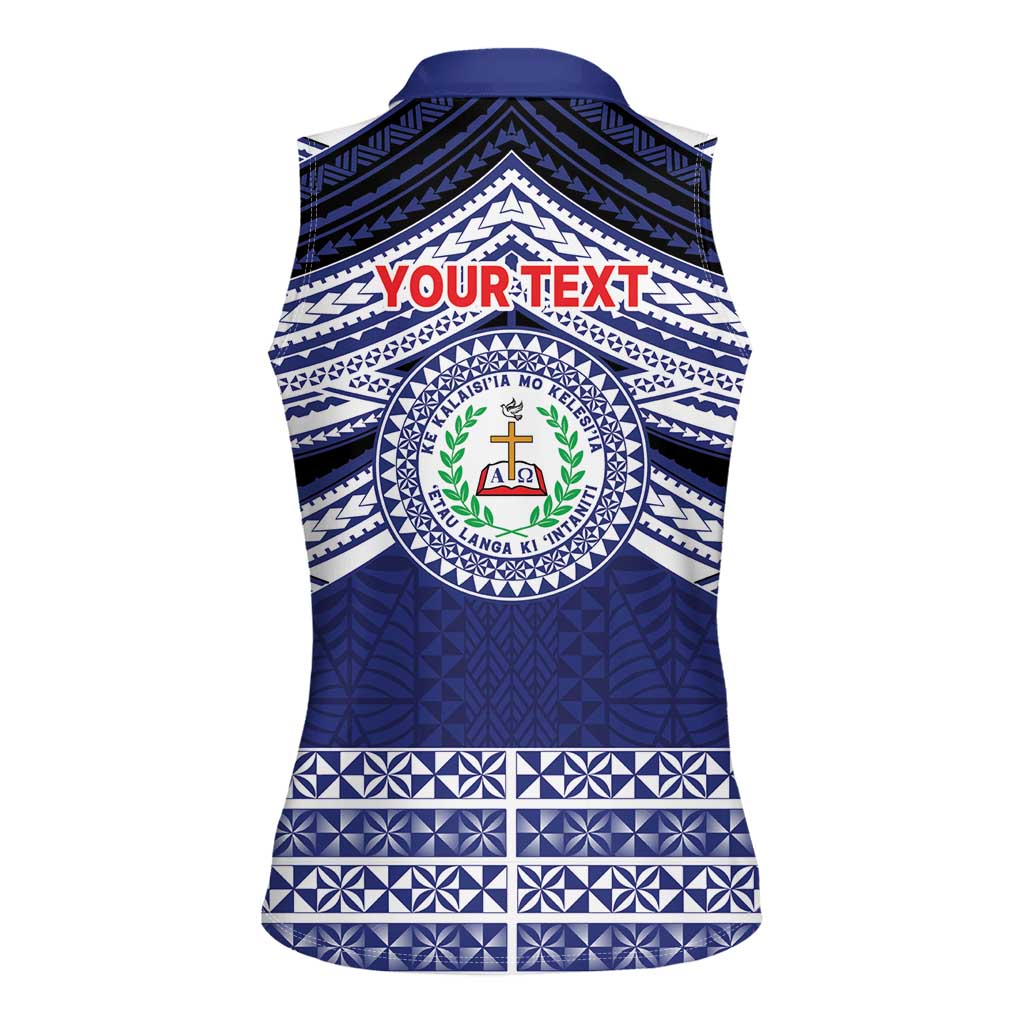 Personalised Tonga Sia'atoutai Theological College Women Sleeveless Polo Shirt Polynesian Ngatu Tribal LT9 - Polynesian Pride