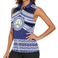 Personalised Tonga Sia'atoutai Theological College Women Sleeveless Polo Shirt Polynesian Ngatu Tribal LT9 - Polynesian Pride