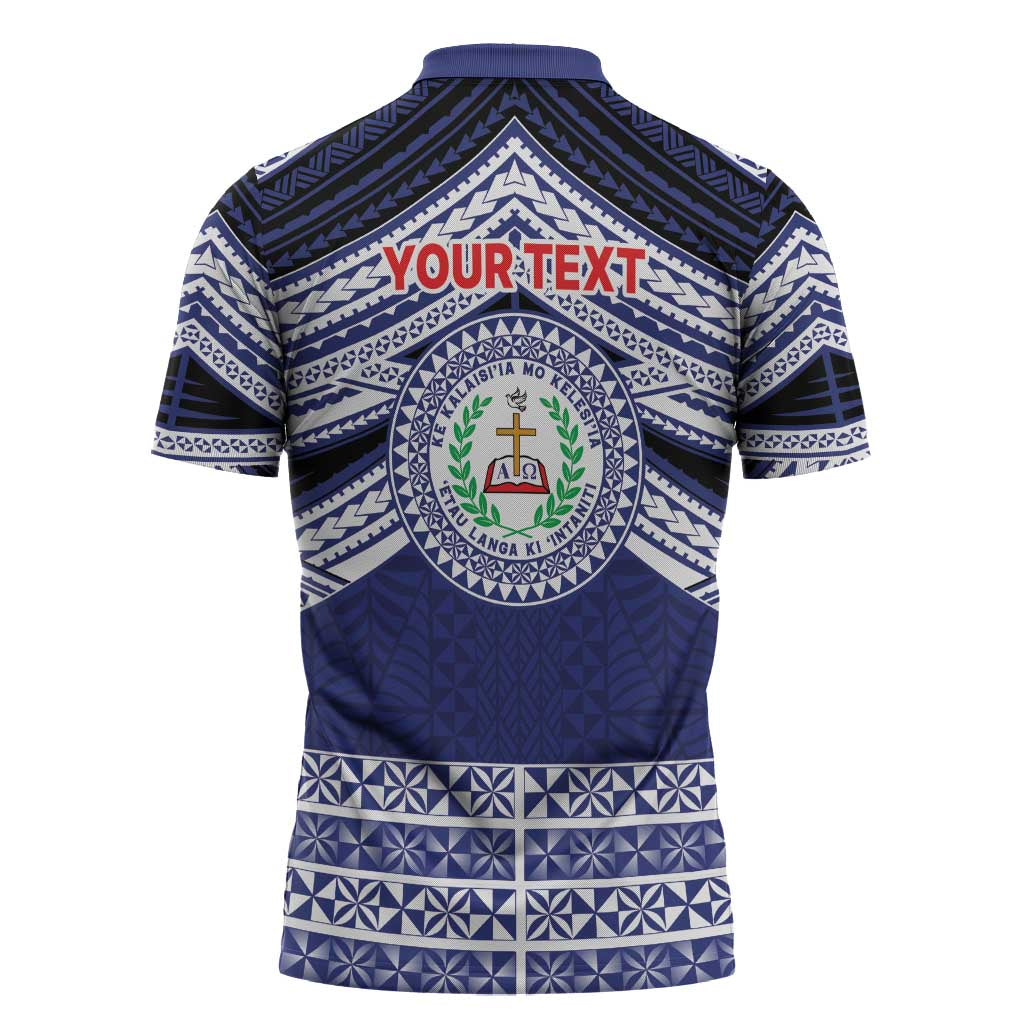 Personalised Tonga Sia'atoutai Theological College Zipper Polo Shirt Polynesian Ngatu Tribal LT9 - Polynesian Pride