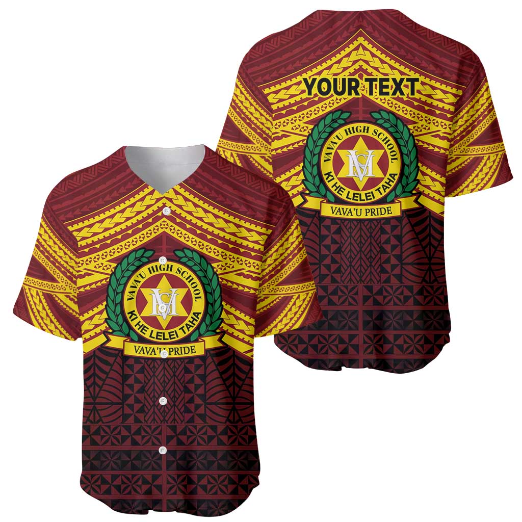 Personalised Tonga Vava'u High School Baseball Jersey Polynesian Ngatu Tribal