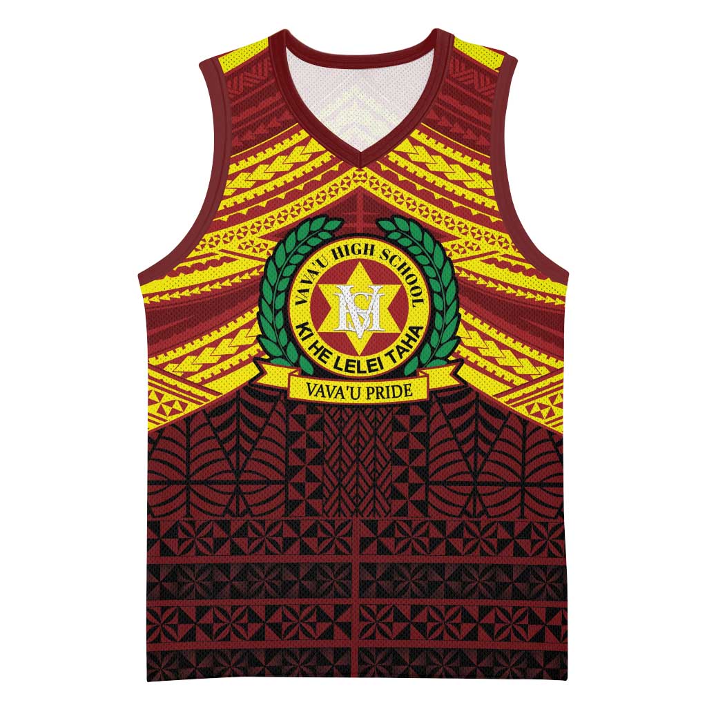 Personalised Tonga Vava'u High School Basketball Jersey Polynesian Ngatu Tribal - Polynesian Pride
