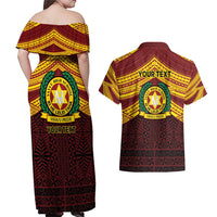 Personalised Tonga Vava'u High School Couples Matching Off Shoulder Maxi Dress and Hawaiian Shirt Polynesian Ngatu Tribal LT9 - Polynesian Pride