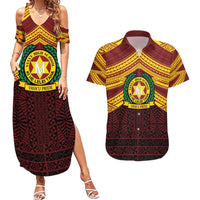 Personalised Tonga Vava'u High School Couples Matching Summer Maxi Dress and Hawaiian Shirt Polynesian Ngatu Tribal