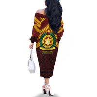Personalised Tonga Vava'u High School Family Matching Off The Shoulder Long Sleeve Dress and Hawaiian Shirt Polynesian Ngatu Tribal