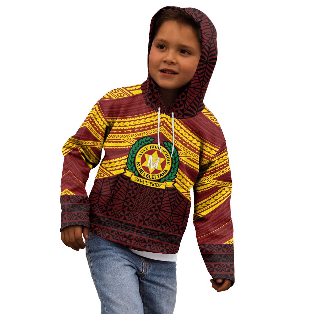 Personalised Tonga Vava'u High School Kid Hoodie Polynesian Ngatu Tribal